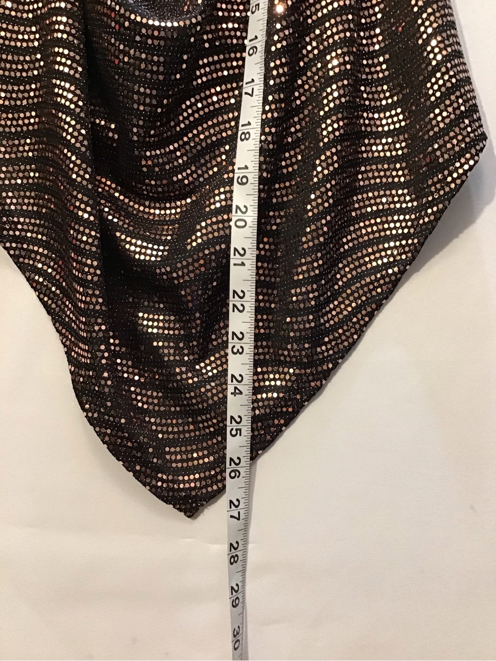 260 Halter Top w/ Dramatic Cowl neckline Pointed V Shape  with Gold Sequin Trim - Picture 8 of 8